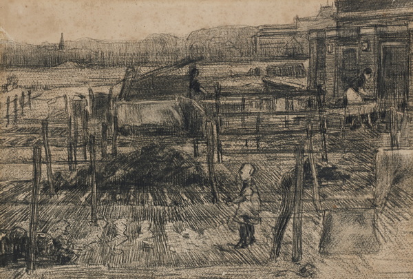 Back Yards with Two Figures, 1882