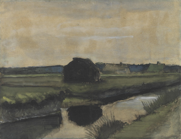 Landscape with a Stack of Peat and Farmhouses, 1883