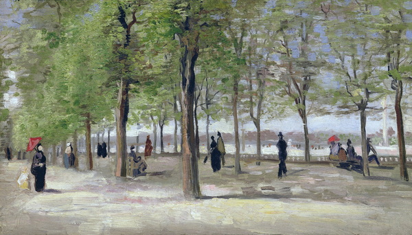 CLK340004 Terrace in the Luxembourg Garden, 1886 (oil on canvas) by Gogh, Vincent van (1853-90); 27.1x46.1 cm; Sterling & Francine Clark Art Institute, Williamstown, USA; Dutch,  out of copyright