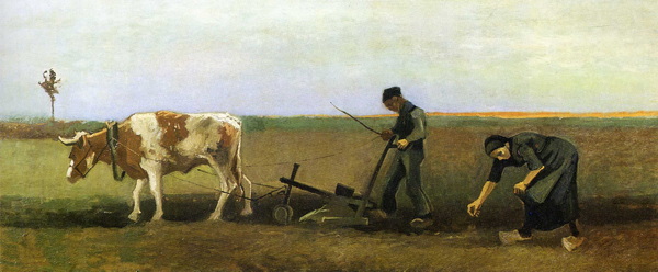 Ploughman with Woman Planting Potatoes, 1884