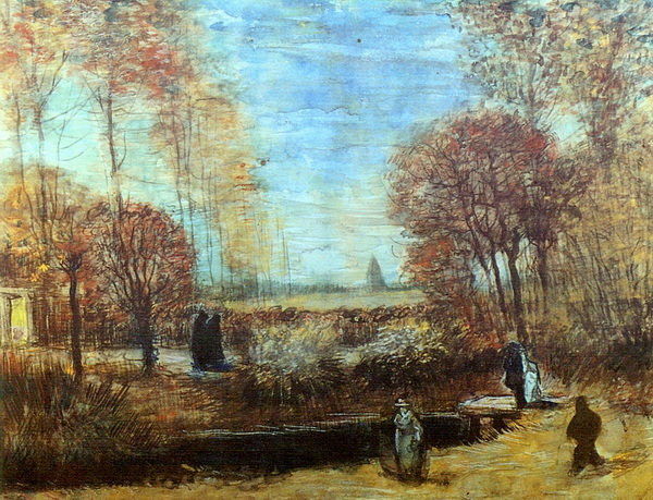 The Parsonage Garden at Nuenen with Pond and Figures, 1885