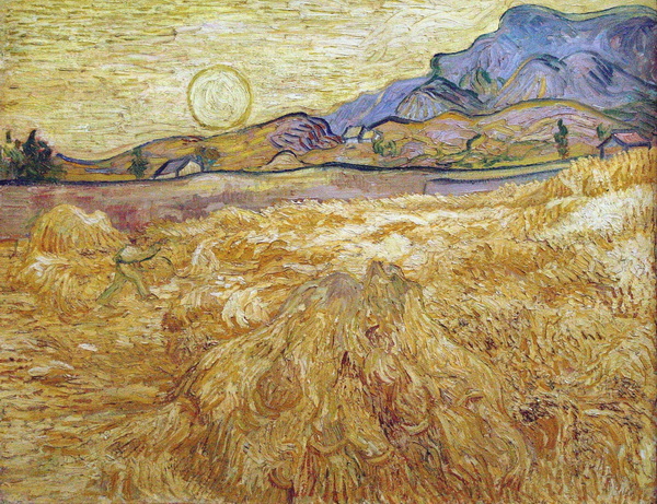 Wheat Field with Reaper and Sun, 1889