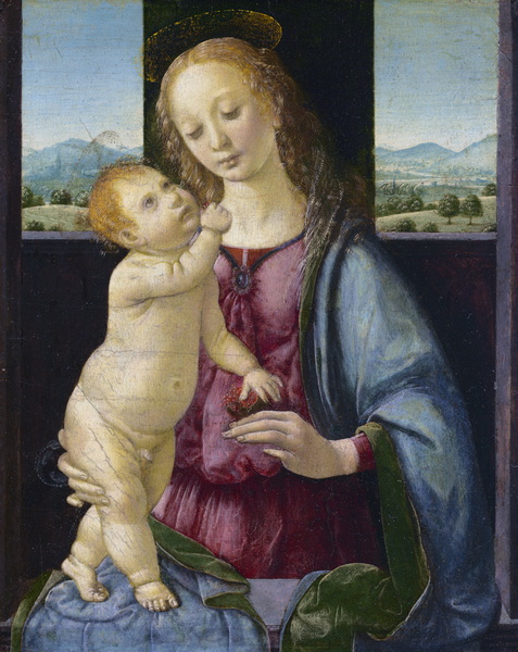 7. The Dreyfus Madonna (with Pomegranate) (with Lorenzo di Credi) (1475-1480) (16.5 x 13.4) (Washington, National Gallery). gallery)