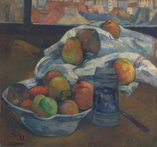 Bowl of Fruit and Tankard before a Window, 1890