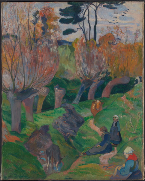 Brittany Landscape with Women and Cows, 1889