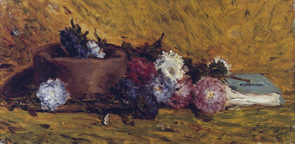 China Asters, Hat and Book, 1876