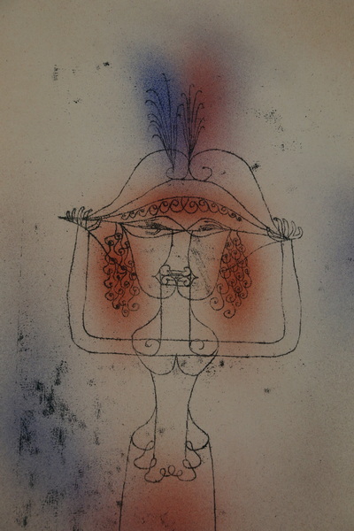 Paul Klee Die Saengerin der komischen Oper 1925 aquarellierte Lithografie auf Buettenpapier Detail Ulmer Museum 1