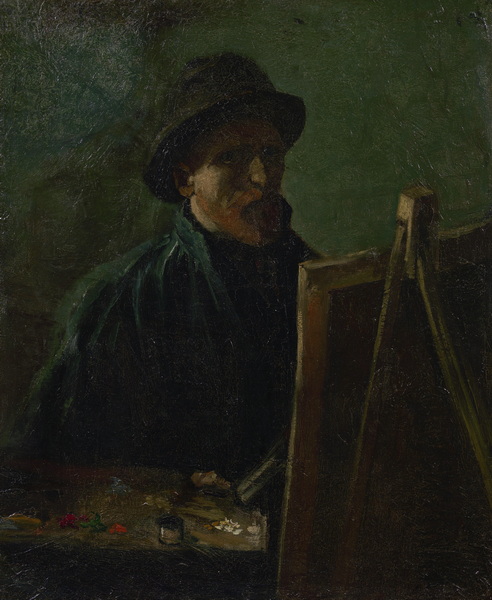 Self Portrait with Dark Felt Hat at the Easel, 1886-Van Gogh