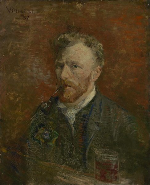 Self Portrait with Pipe and Glass, 1887-Van Gogh