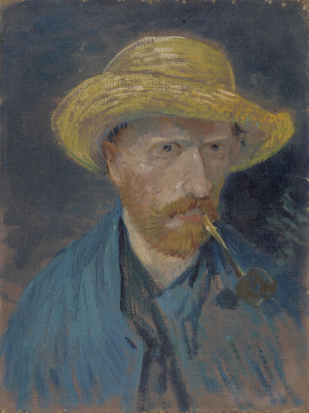 Self Portrait with Pipe and Straw Hat, 1887-Van Gogh