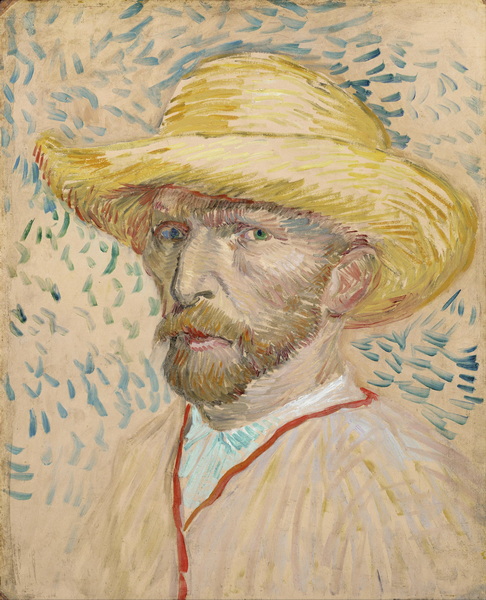 Self Portrait with Straw Hat, 1887 01-Van Gogh