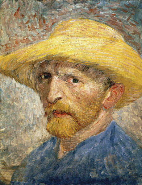 Self Portrait with Straw Hat, 1887 02-Van Gogh