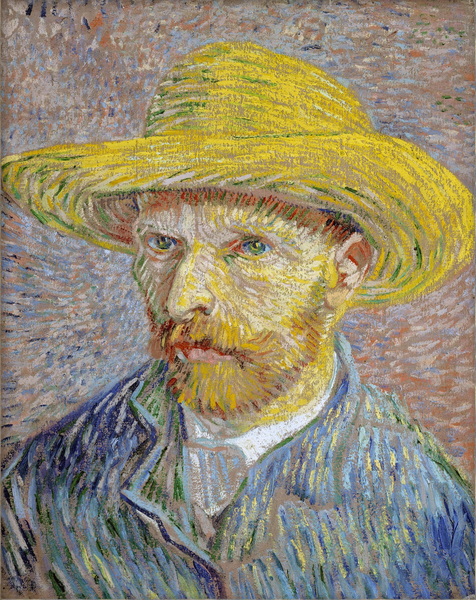 Self Portrait with Straw Hat, 1887-88-Van Gogh