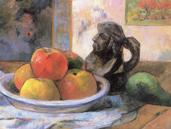 Still Life with Apples, a Pear, and a Ceramic Portrait Jug, 1889