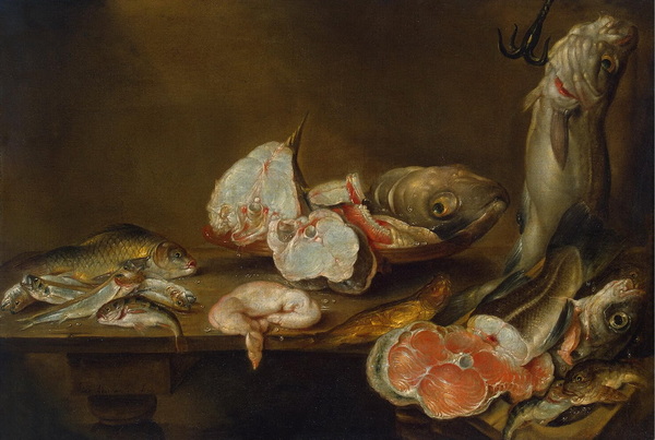 Still Life with Fish (1643) (59.5 x 85) (St. Petersburg, Hermitage)