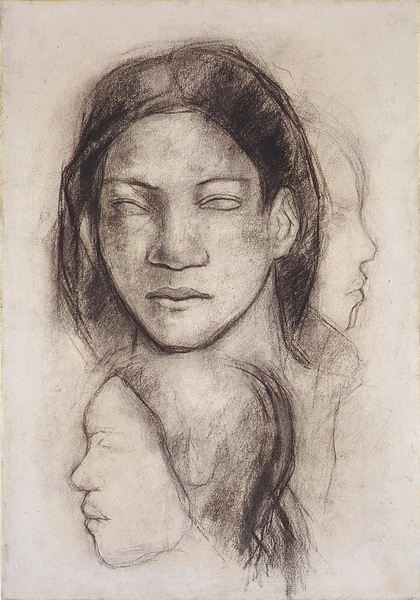 Tahitian Faces (Frontal View and Profiles), 1899