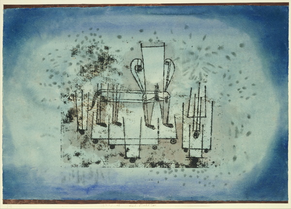 Paul Klee (German (born Switzerland), M眉nchenbuchsee 1879鈥?940 Muralto-Locarno)
The Chair-Animal, 1922
Watercolor and transferred printing ink on paper, bordered with gouache; H. 13-3/8, W. 19-5/8 inches (34 x 49.8 cm.) 
The Metropolitan Museum of Art, New York, The Berggruen Klee Collection, 1987 (1987.455.10)
http://www.metmuseum.org/Collections/search-the-collections/484860