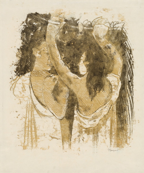 Two Tahitians Gathering Fruit (recto)