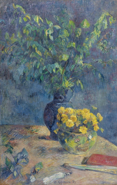 Two Vases of Flowers and Fan, 1885